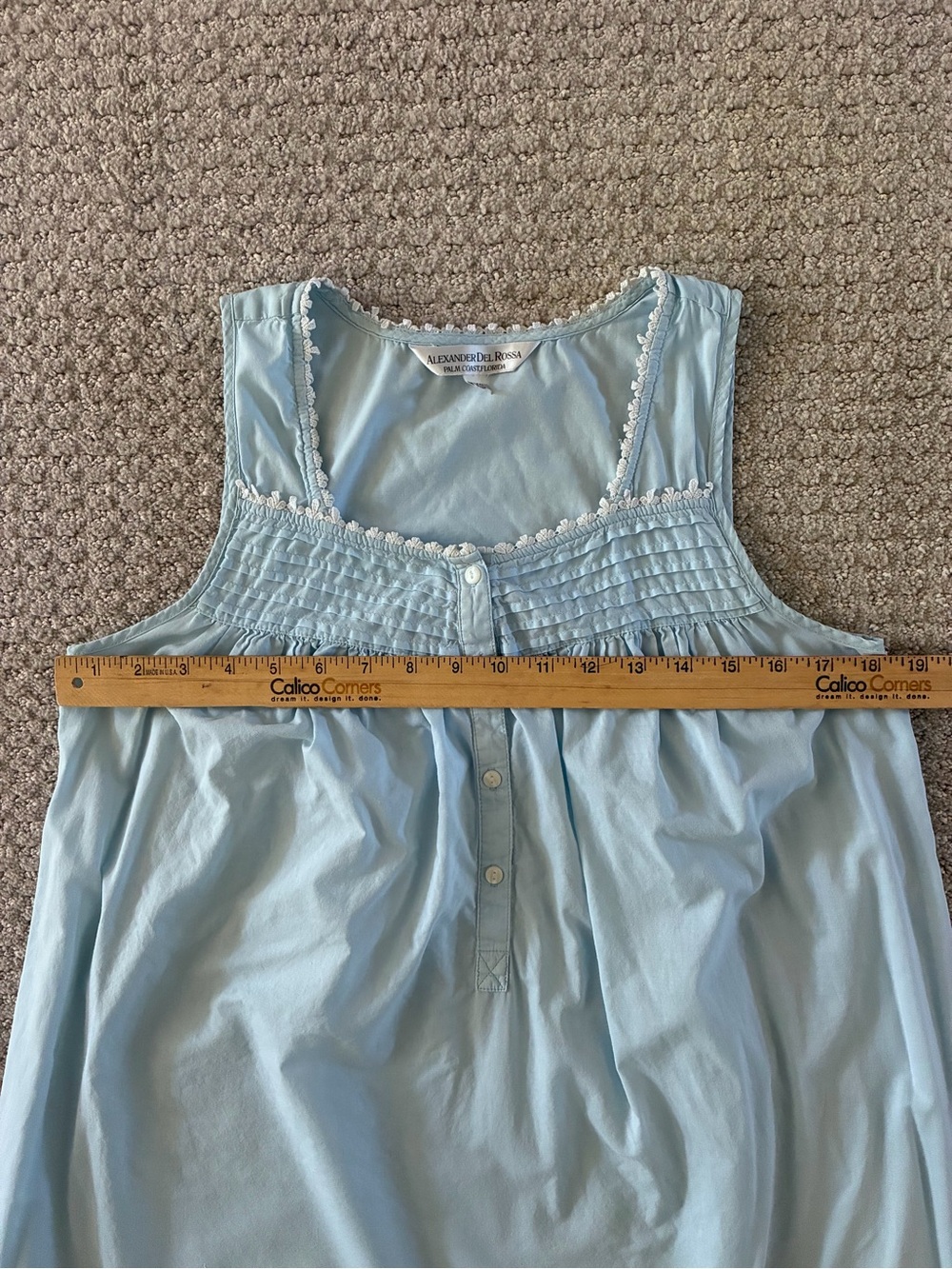 Alexander Del Rossi Light Blue Sleeveless Button Cotton Nightgown - Picture 7 of 9
